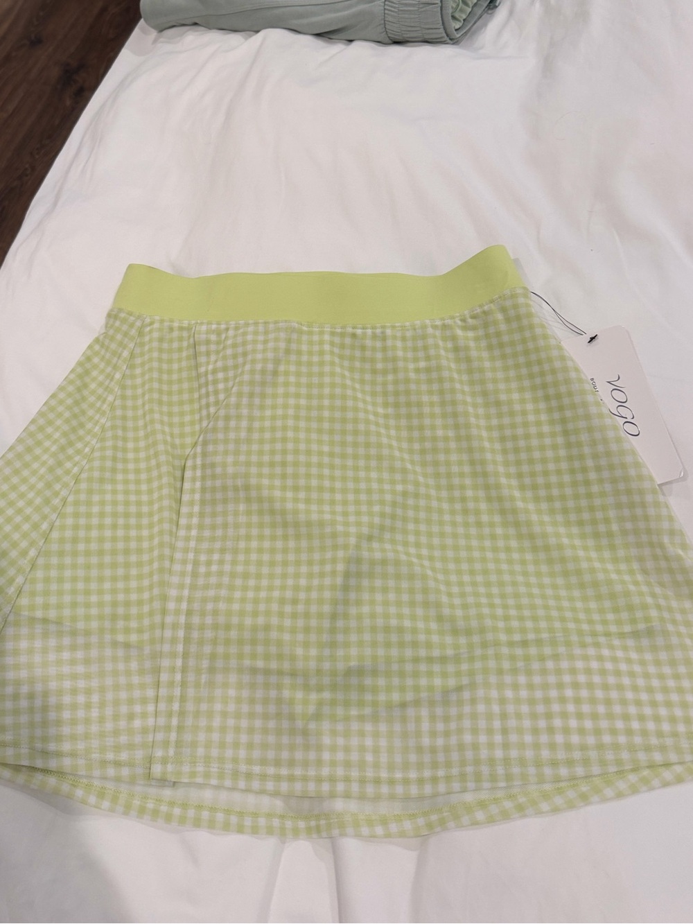 VOGO Athletica Lime Gingham Circle Skirt
